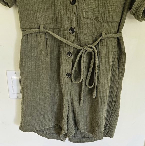 Madewell Green Lightspun Belted Safari Romper NWOT - Picture 5 of 8